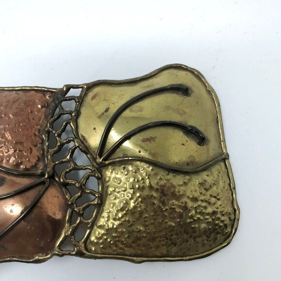 Vintage 80s Brutalist Buckle Belt Bronze Metal Copper main image 4